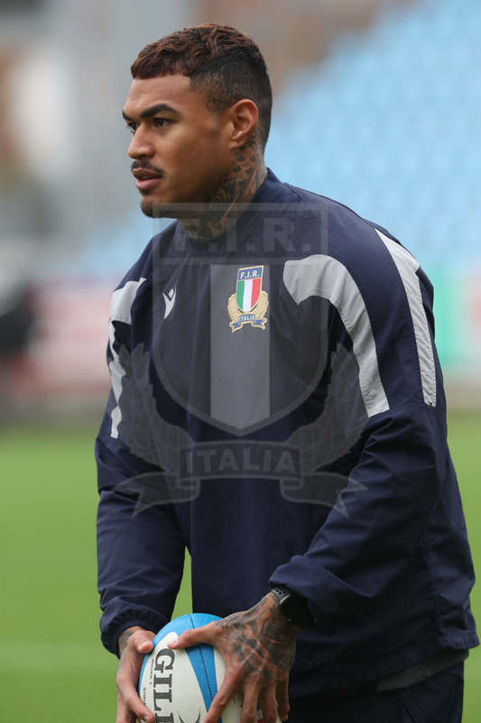 Autumn Nations Series 2021, Parma, Itallia v Uruguay, stadio Lanfranchi, team run della Nazionale Maggiore, Monty Ioane. Foto Daniele Resinii/Fotosportit