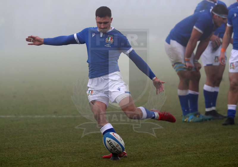 Test match, Parma, stadio Lanfranchi 18/12/2021, Italia Emergenti v Romania, Antonio Da Re al calcio piazzato. Foto Daniele Resinii/Fotosportit