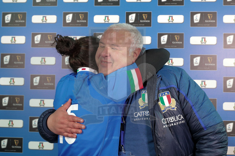 Guinness Sei Nazioni 2019 Donne, Round 3, Parma, Stadio Lanfranchi, 23/02/2019, Italia Donne v Irlanda Donne. Manuela Furlan con Andrea Di Giandomenico a fine partita. Foto Roberto Bregani/Fotosportit