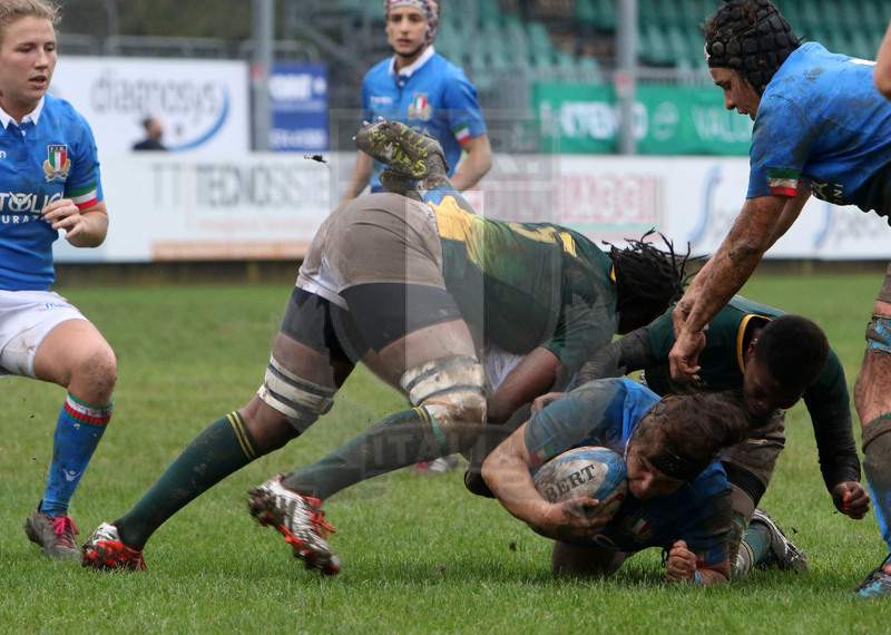 Cattolica Test Match Donne, Prato, stadio Chersoni 25/11/2018, Italia Donne v Sudafrica Donne, Melissa Bettoni portata a terra. Foto Daniele Resini/Fotosportit