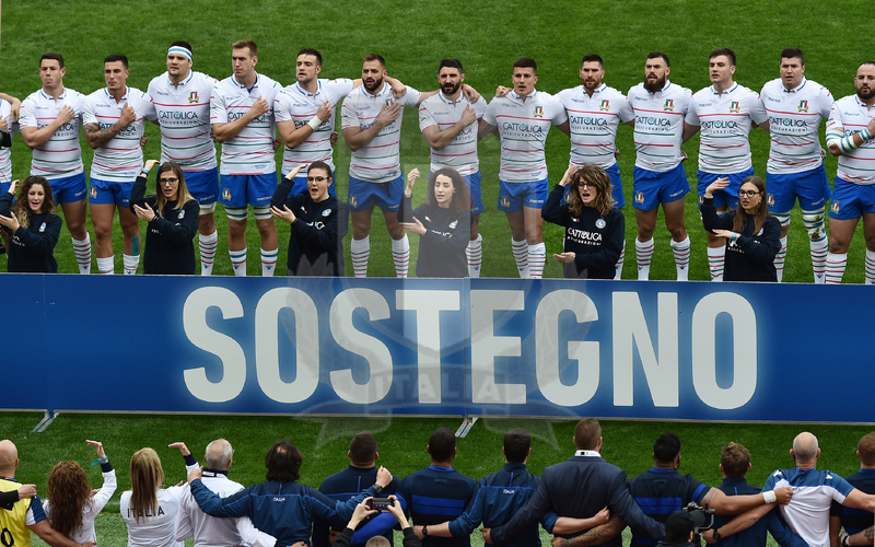 Guinness Sei Nazioni 2019, Round 5, Roma, stadio Olimpico 16/03/2019, Italia v Francia, la cerimonia degli Inni. Foto Andrea Staccioli / Insidefoto / Federugby