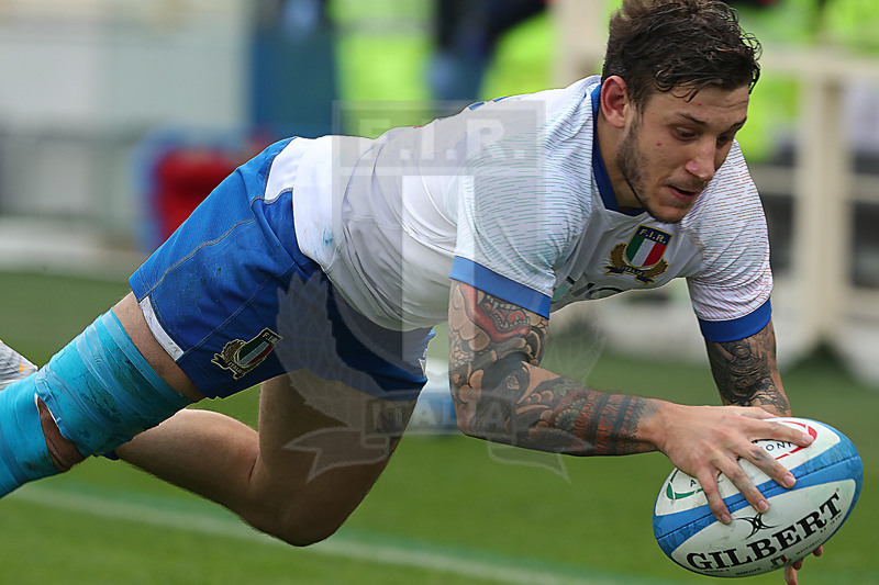 Autumn Nations Cup, Cattolica Test match 2020, Firenze, stadio Lanfranchi 14/11/2020, Italia v Scozia, la meta di Matteo Minozzi. Foto Daniele Resini/Fotosportit