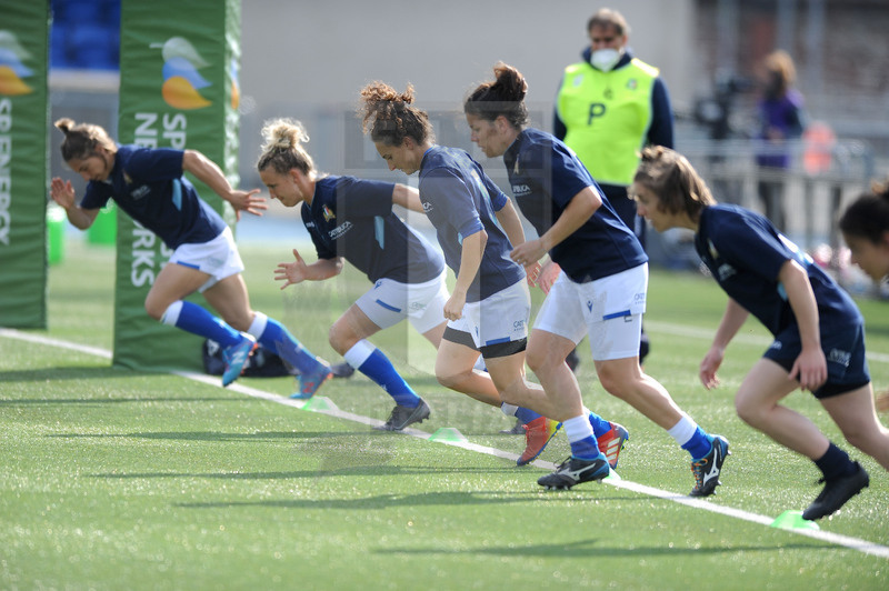 Guinness Sei Nazioni Donne 2021, Glasgow, Scoststoun Stadium 17/04/2021, Scozia Donne v Italia Donne, warm up. Foto David Gibson/Fotosportit