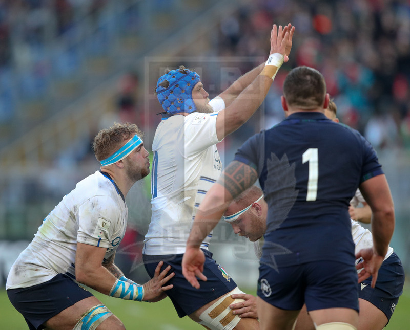 Guinness Sei Nazioni 2020, Round 3, Roma, Stadio Olimpico, 22/02/2020, Italia v Scozia. Dean Budd e Niccolò Cannone. Foto Roberto Bregani/Fotosportit