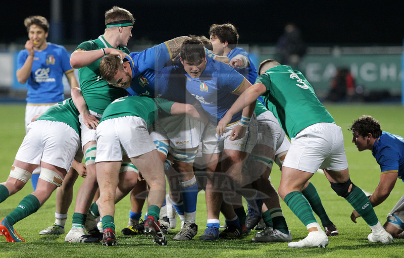 Natwest Sei Nazioni 2018 U20, round 2, Dublino, Donnybrook 09/02/2018, Irlanda U20 v Italia U20, drive azzurro con Cannone e Mancini-Parri. Foto Daniele Resini/Fotosportit