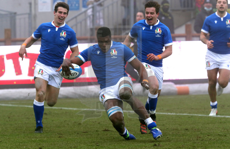 Test match, Parma, stadio Lanfranchi 18/12/2021, Italia Emergenti v Romania, Alessandro Izekor in meta. Foto Daniele Resinii/Fotosportit