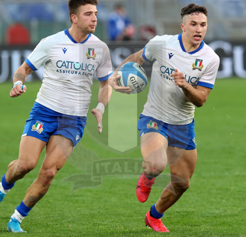 Guinness Sei Nazioni 2021, Round 1, Roma, stadio Olimpico 06/02/2021, Italia v Francia, Jacopo Trulla e Luca Sperandio. Foto Daniele Resini/Fotosportit