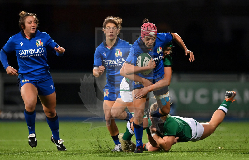 Sei Nazioni 2020 Donne, Round 4, Dublino, Donnibrook, Energia Park 24/10/2020, Irlanda Donne v Italia Donne, Vittoria Ostuni-Minuzzi con Sofia Stefan e Lucia Gai in sostegno. Foto Brendan Moran/Fotosportit