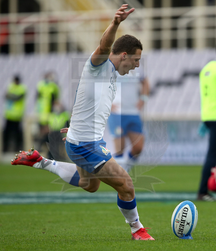 Autumn Nations Cup 2020, Cattolica Test match 2020, Firenze, Stadio Artemio Franchi, 14/11/2020, Italia v Scozia. Paolo Garbisi trasforma un calcio di punizione. Foto Roberto Bregani/Fotosportit