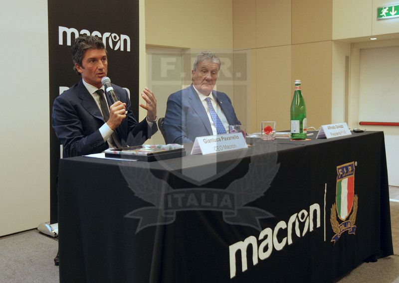 Milano, presentazione del nuovo sponsor tecnico Fir, Milano, NHOW Hotel 03/07/2017, Gianluca Pavanello, ad di Macron e il Presidente federale Alfredo Gavazzi. Foto Daniele Resini/Fotosportit