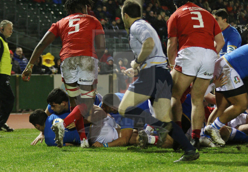 Michele Mancini Parri try Wales u20 V Italy u20 Zip World Stadium Colwyn Bay 9/03/18 Images by Craig Colville Copyright: @ Huw Evans Picture Agency