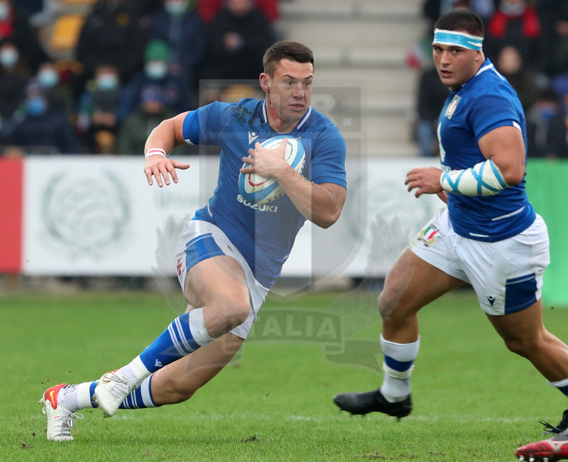 Autumn Nations Series 2021, Parma, stadio Lanfranchi 20/11/2021, Itallia v Uruguay, Luca Morisi con Fischetti in sostegno. Foto Daniele Resini/Fotosportit