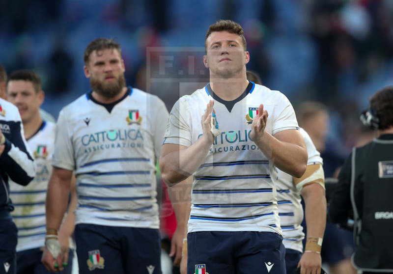 Guinness Sei Nazioni 2020, Round 3, Roma, Stadio Olimpico, 22/02/2020, Italia v Scozia. Giovanni Licata e Dean Budd a fine partita. Foto Roberto Bregani/Fotosportit