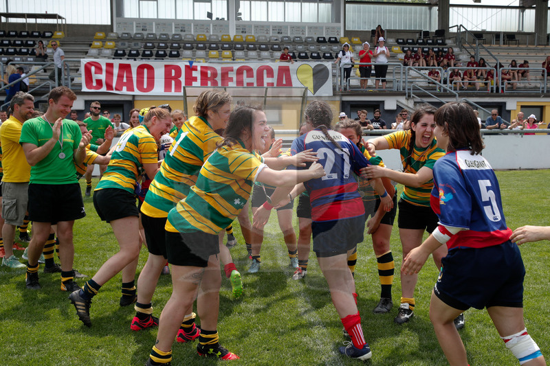 Finali Trofeo Interregionale U16 e Coppa Italia Femminile Seniores Femminile "Trofeo Rebecca Braglia", Calvisano (BS), Pata Stadium, 2-3 Giugno 2018. Le atlete del Montebelluna accompagnano l\