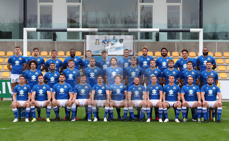 Autumn Nations Series 2021, Parma, Itallia v Uruguay, stadio Lanfranchi, team run della Nazionale Maggiore, foto di gruppo degli atleti. Foto Daniele Resinii/Fotosportit
