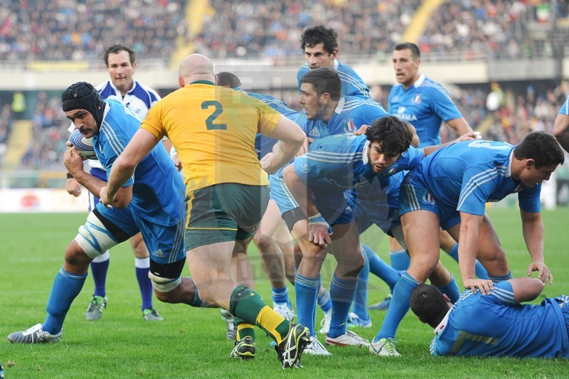 Cariparma Test Match 2013 - 09/11/2013 - Torino, Stadio Olimpico - Italia v Australia - Foto Elena Barbini-Un attacco di Marco Bortolami