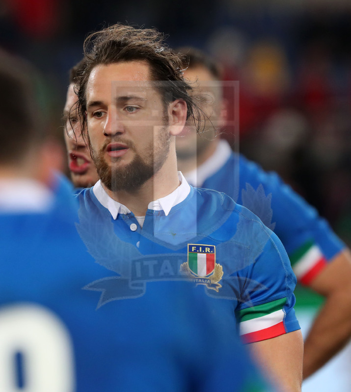 Guinness Sei Nazioni 2019, Round 2, Roma, Stadio Olimpico 09/02/2019, Italia v Galles, la delusione di Michele Campagnaro a fine match. Foto Daniele Resini/Fotosportit