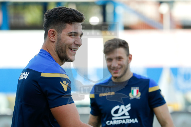 Credit Agricole Cariparma Test Match 2017, Catania, Stadio Massimino, 11-11-2017, Italia v Fiji. Renato Giammarioli e, dietro, Matteo Minozzi. Foto: Roberto Bregani / Fotosportit