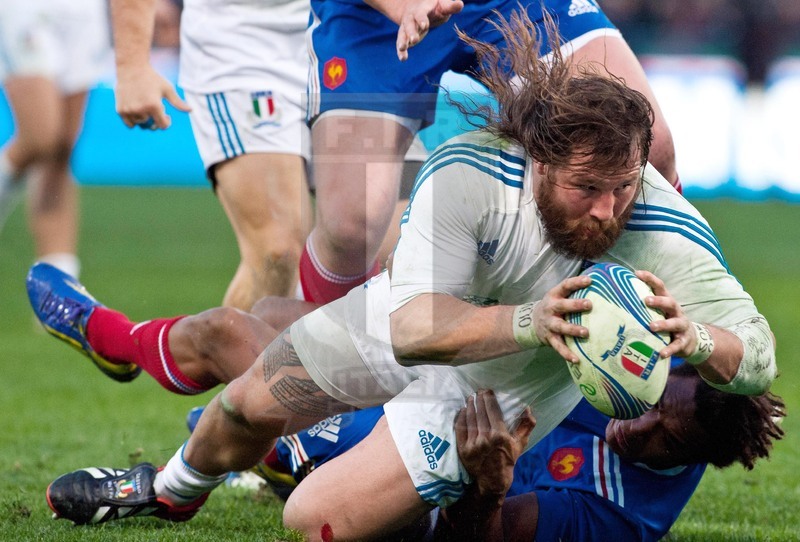 Sei Nazioni 2013, Roma, stadio Olimpico, Italia v Francia, la meta di Martin Castrogiovanni.