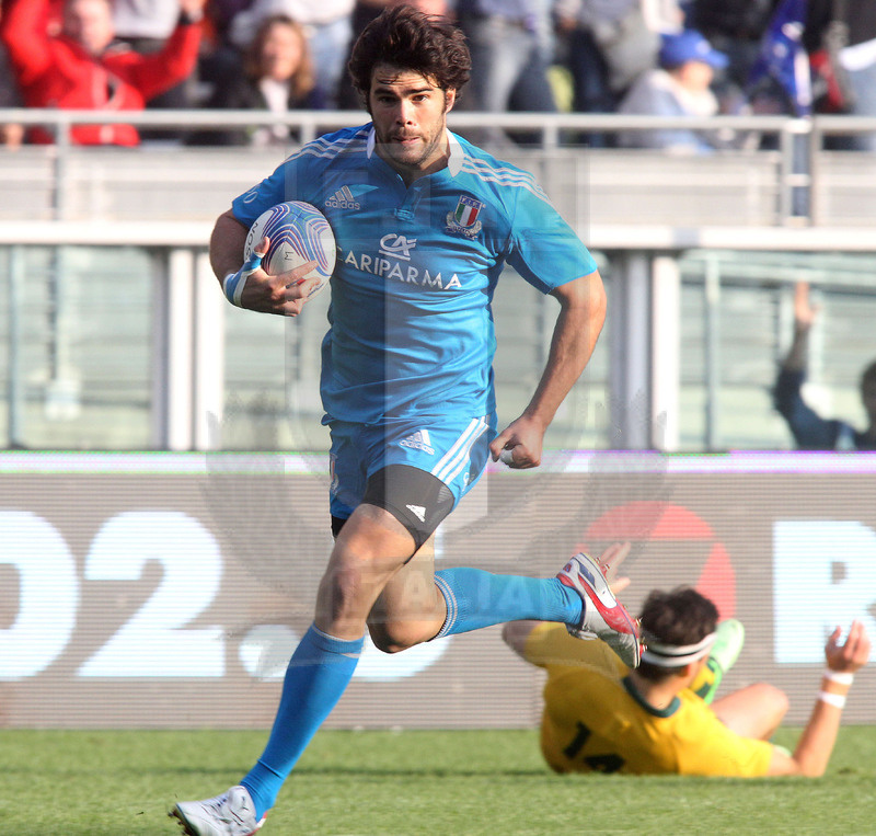 Cariparma test match 2013, Torino, stadio Olimpico, 9 novembre 2013, Italia v Australia, Luke McLean si avia in meta.
