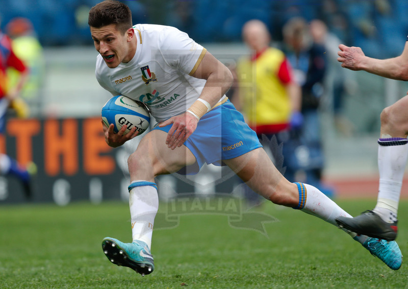 Natwest Sei Nazioni 2018, Roma, Stadio Olimpico, 17/03/2018, Italia v Scozia. Tommaso Allan in meta. Foto: Roberto Bregani/Fotosportit