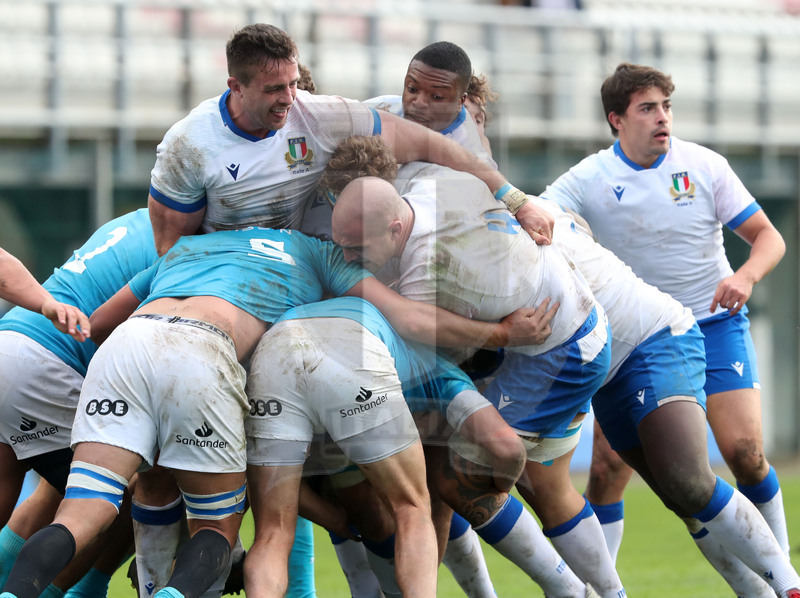 Nazionale A, Test Match 2021, Padova, stadio Plebiscito 14/11/2021, Italia A v Uruguay, drive azzurro con Steyn, Lazzori e Traore in evidenza. Foto Daniele Resini/Fotosportit