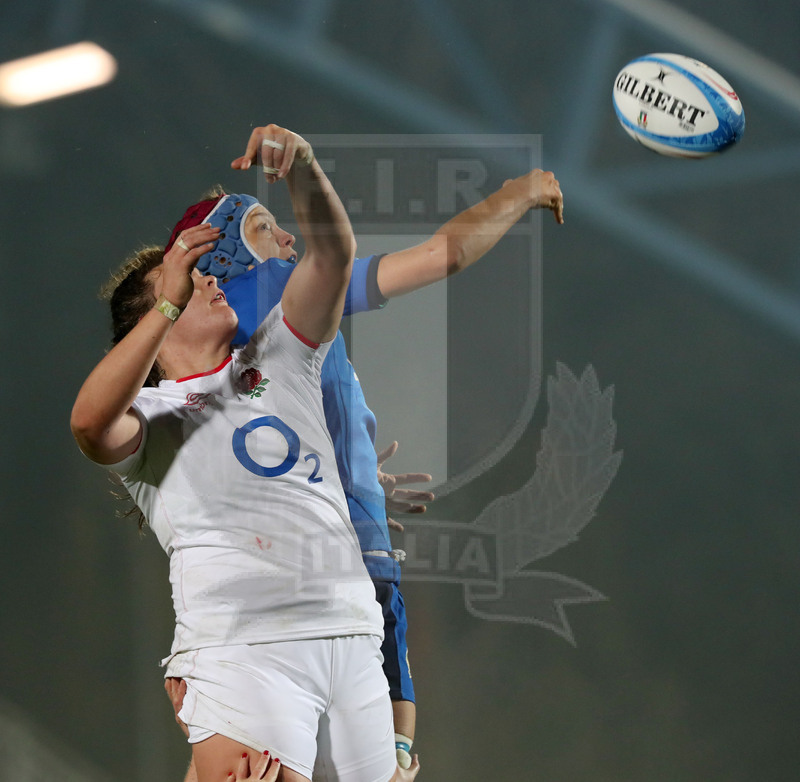 Guinness Sei Nazioni Donne 2020, Round 5, Parma, Cittadella del Rugby 01/11/2020, Italia Donne v Inghilterra Donne, touche contesa con Elisa Giordano. Foto Daniele Resini/Fotosportit