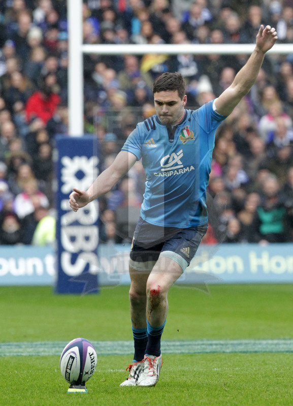 RBS Sei Nazioni 2017, Edimburgo, Murrayfield stadium 18/03/2017, Scozia v Italia, Carlo Canna al calcio piazzato. Foto Daniele Resini/Fotosportit