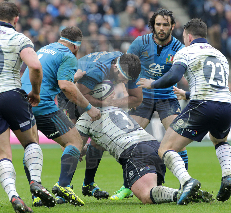 RBS Sei Nazioni 2017, Edimburgo, Murrayfield stadium 18/03/2017, Scozia v Italia, Marco Fuser non passa. Foto Daniele Resini/Fotosportit