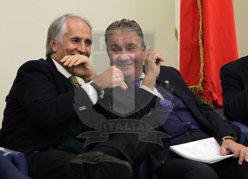 Natwest Sei Nazioni 2018, Roma, Salone d’Onore del Coni, presentazione del Torneo 2018, Giovanni Malagò e Alfredo Gavazzi. Foto Daniele Resini/Fotosportit
