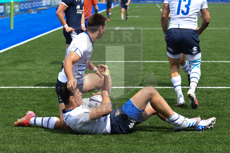 Guinness Sei Nazioni U20 2021, Cardiff, Arms Park 01/07/2021, Italia U20 v Scozia U20, Flavio Pio Vaccari in meta.