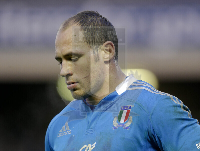 RBS 6 Nazioni 2013, Edimburgo, Murrayfield Stadium, 9-02-2013, Scozia v Italia. La delusione di Parisse a fine partita