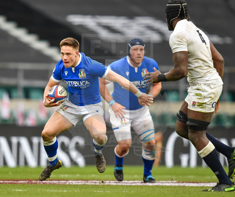 Guinness Sei Nazioni 2021, Round 2, Londra, Twickenham 13/02/2021, Inghilterra v Italia, Sthephen Varney con Bigi in sostegno. Foto Graig Thomas/Fotosportit