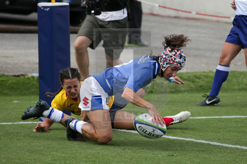 Rugby World Cup 2021 Women, Qualifier, Parma, stadio Lanfranchi 25/09/2021, Italia Donne v Spagna Michela Sillari schiaccia in meta. Foto Roberto Bregani/Fotosportit