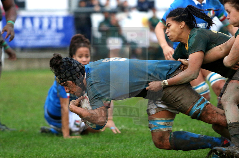 Cattolica Test Match Donne, Prato, stadio Chersoni 25/11/2018, Italia Donne v Sudafrica Donne, meta di Ilaria Arrighetti. Foto Daniele Resini/Fotosportit