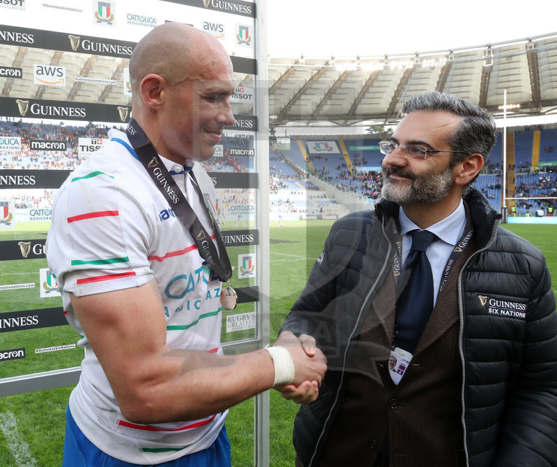 Guinness Sei Nazioni 2019, Round 5, Roma, stadio Olimpico 16/03/2019, Italia v Francia, Sergio Parisse "man of the match". Foto Daniele Resini/Fotosportit