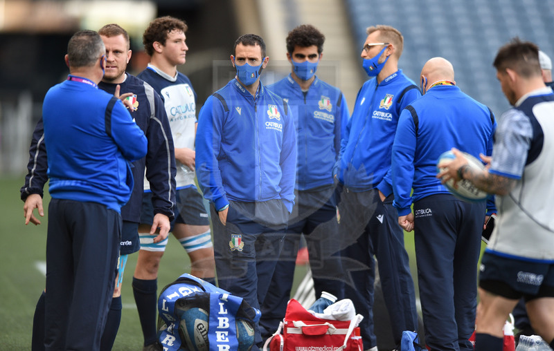Guinness Sei Nazioni 2021, Round 5, Edimburgo, Murrayfield 19/03/2021, Team run e foto ufficiale della Nazionale italiana,