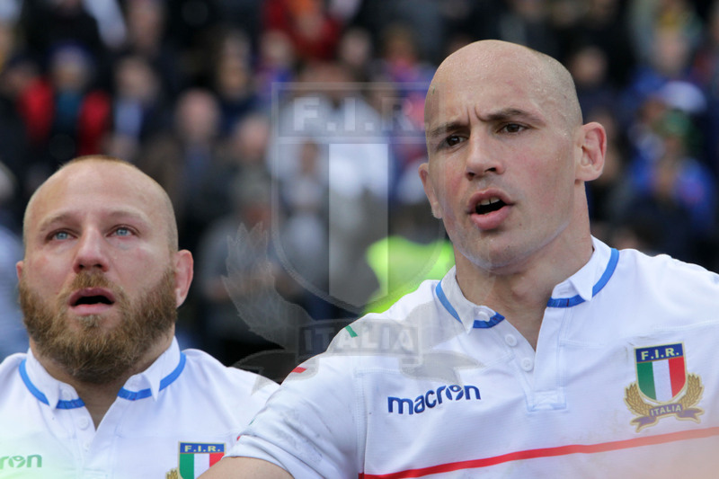 Guinness Sei Nazioni 2019, Round 5, Roma, stadio Olimpico 16/03/2019, Italia v Francia, Sergio Parisse e Leonardo Ghiraldini all\