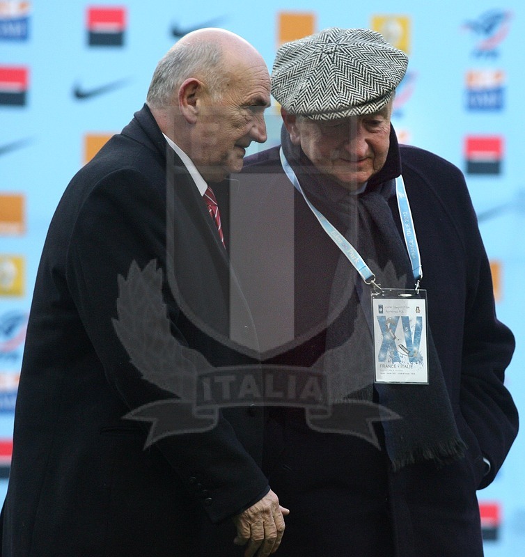 Rbs Sei Nazioni 2012, Round 1, Parigi, Stade de France 04/02/2012, Francia v Italia, i presidenti di Fir e Ffr. Foto Daniele Resini/Fotosportit