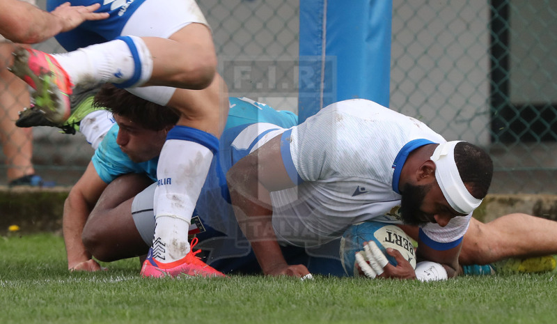 Nazionale A, Test Match 2021, Padova, stadio Plebiscito 14/11/2021, Italia A v Uruguay, la meta di Ratuva Tavuyara. Foto Daniele Resini/Fotosportit