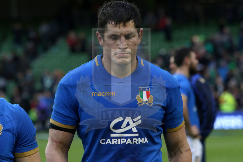 Natwest Sei Nazioni 2018, round 2, Dublino, Aviva Stadium 10/02/2018, Irlanda v Italia, la delusione di Alessandro Zanni a fine partita. Foto Daniele Resini/Fotosportit