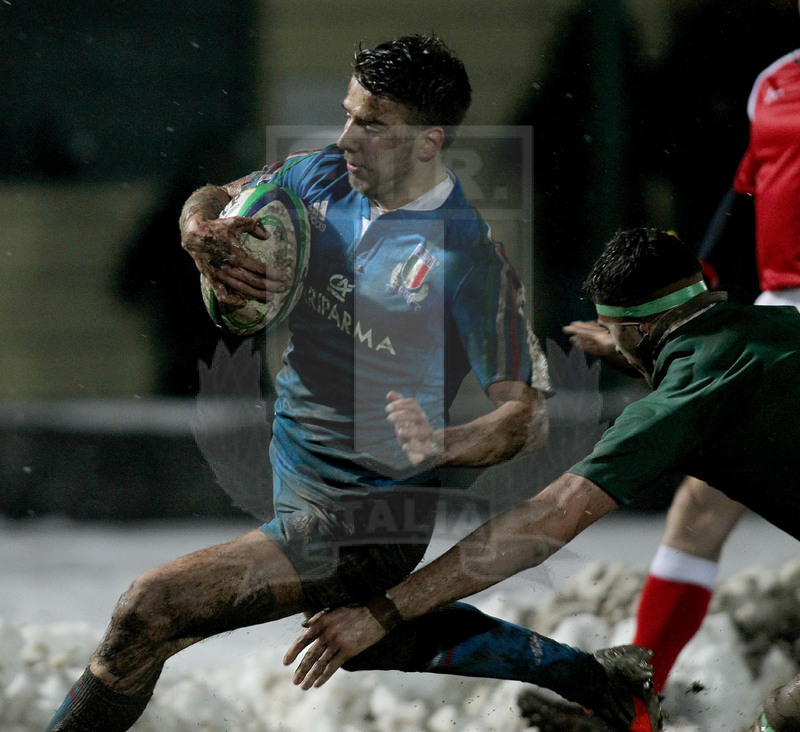 Sei Nazioni 2015, Biella 06/02/2015, Italia U20 v Irlanda U20, la corsa in meta di Luca Sperandio. Foto Daniele Resini/Fotosportit