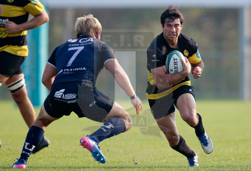 Continental Shield 2017-2018, Viadana, Stadio Zaffanella, 14-10-2017, Rugby Viadana v Cdul. Javier Rojas attacca Sebastiao Vilax. Foto: Roberto Bregani/ Fotosportit