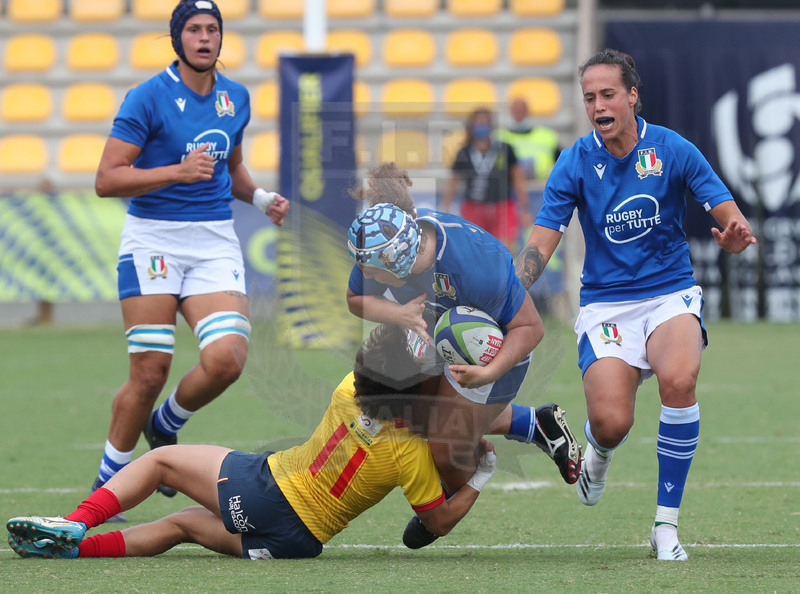 Rugby World Cup 2021 Women, Qualifier, Parma, stadio Lanfranchi 25/09/2021, Italia Donne v Spagna Donne, Gaia Maris placcata da Iera Echebaria Fernandez. Foto Daniele Resini/Fotosportit