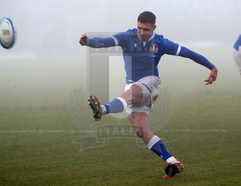 Test match, Parma, stadio Lanfranchi 18/12/2021, Italia Emergenti v Romania, Antonio Da Re al calcio piazzato. Foto Daniele Resinii/Fotosportit