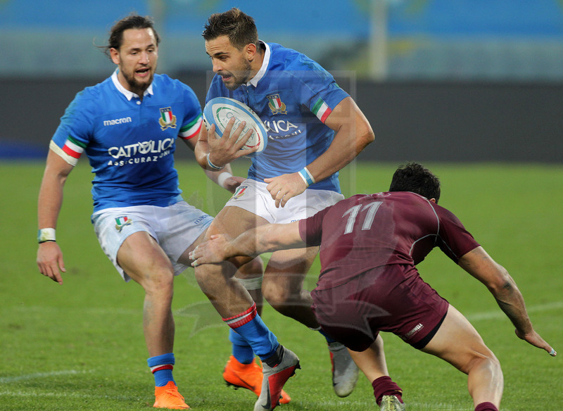 Cattolica Test Match 2018, Firenze, stadio Artemio Franchi 10/11/2018, Italia v Gorgia, Mattia Bellini con Campagnaro in sostegno. Foto Daniele Resini/Fotosportit