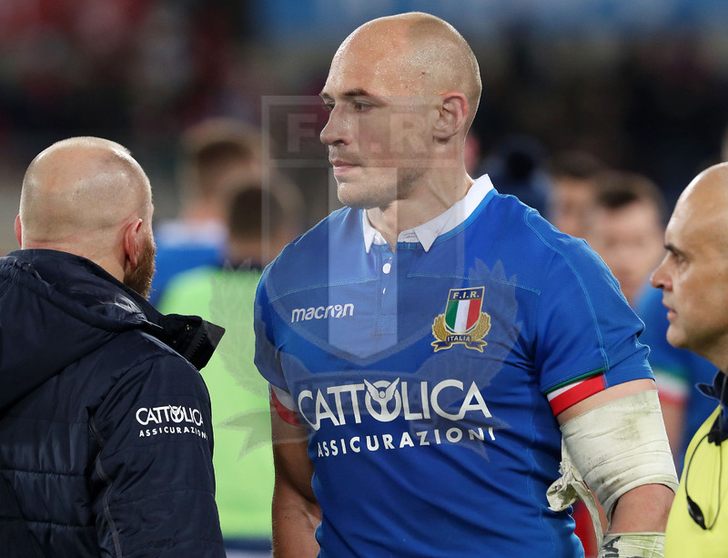 Guinness Sei Nazioni 2019, Round 2, Roma, Stadio Olimpico 09/02/2019, Italia v Galles, la delusione di Sergio Parisse a fine match. Foto Daniele Resini/Fotosportit