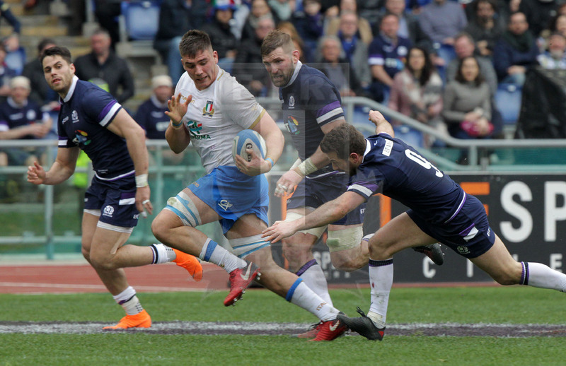 Natwest Sei Nazioni 2018, round 5, Roma stadio Olimpico 17/03/2018, Italia v Scozia, break di Jack Polledri. Foto Daniele Resini/Fotosportit