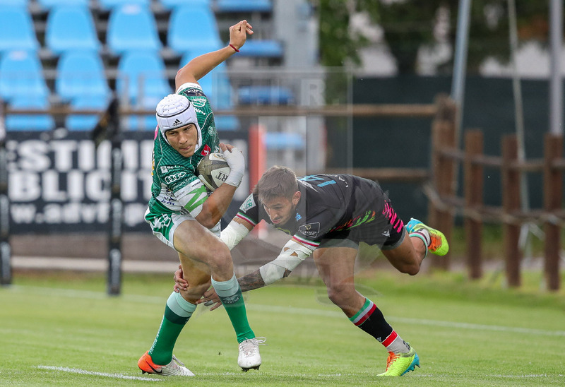 Guinness PRO14 Rainbow Cup 2020-2021, Parma, Stadio Lanfranchi, 7//05/2020, Zebre vs Benetton. Ignacio Brex placcato da Pierre Bruno. Foto: Roberto Bregani/Fotosportit