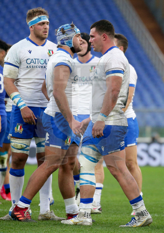 Guinness VI Nazioni 2021, Roma, Stadio Olimpico, 6/02/2021, Italia v Francia. Gli azzurri delusi a fine partita. Foto Roberto Bregani/Fotosportit